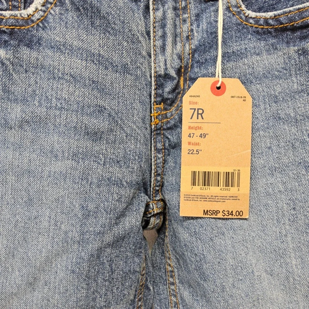 OshKosh‎ B'gosh Loose Fit Jeans Kids Size 7 Blue Denim Adjustable Waist NWT